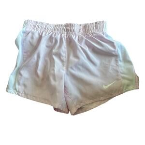 NWOT Nike Girls Pink and White Lined Athletic Shorts sz L